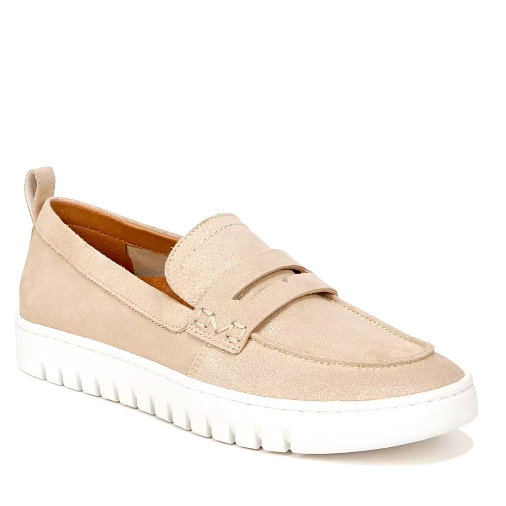 New $135 Vionic Uptown Penny Loafer gold shimmer leather 8.5 40